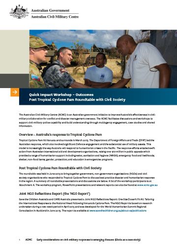 Outcomes Post Tropical Cyclone Pam cover image